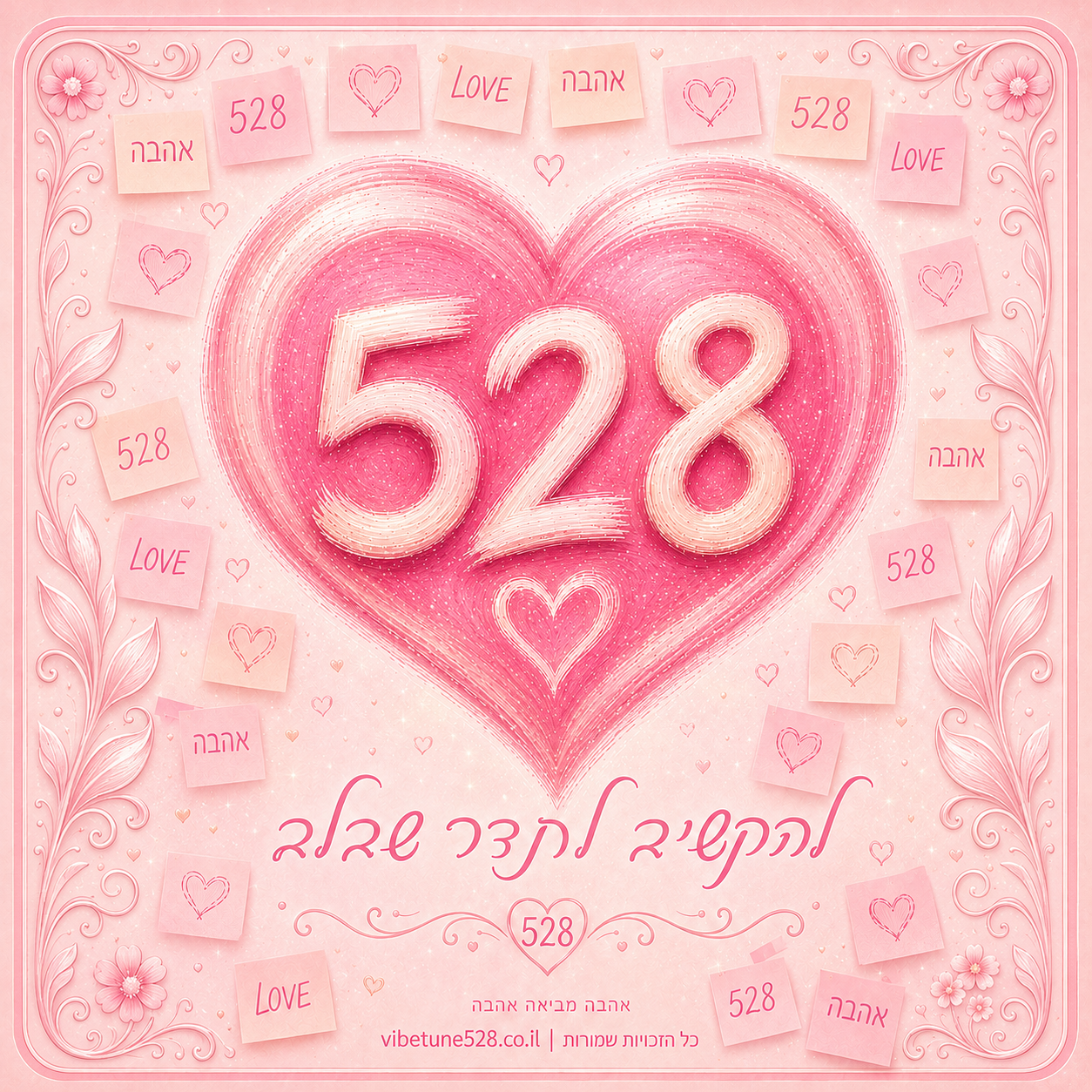 קיר אהבה 528 — לב ורוד עם פתקיות אהבה